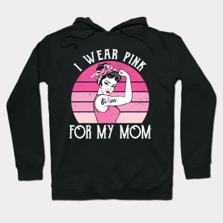Retro Sunset Wear Pink For Mom Beat Breast Cancer Hoodie